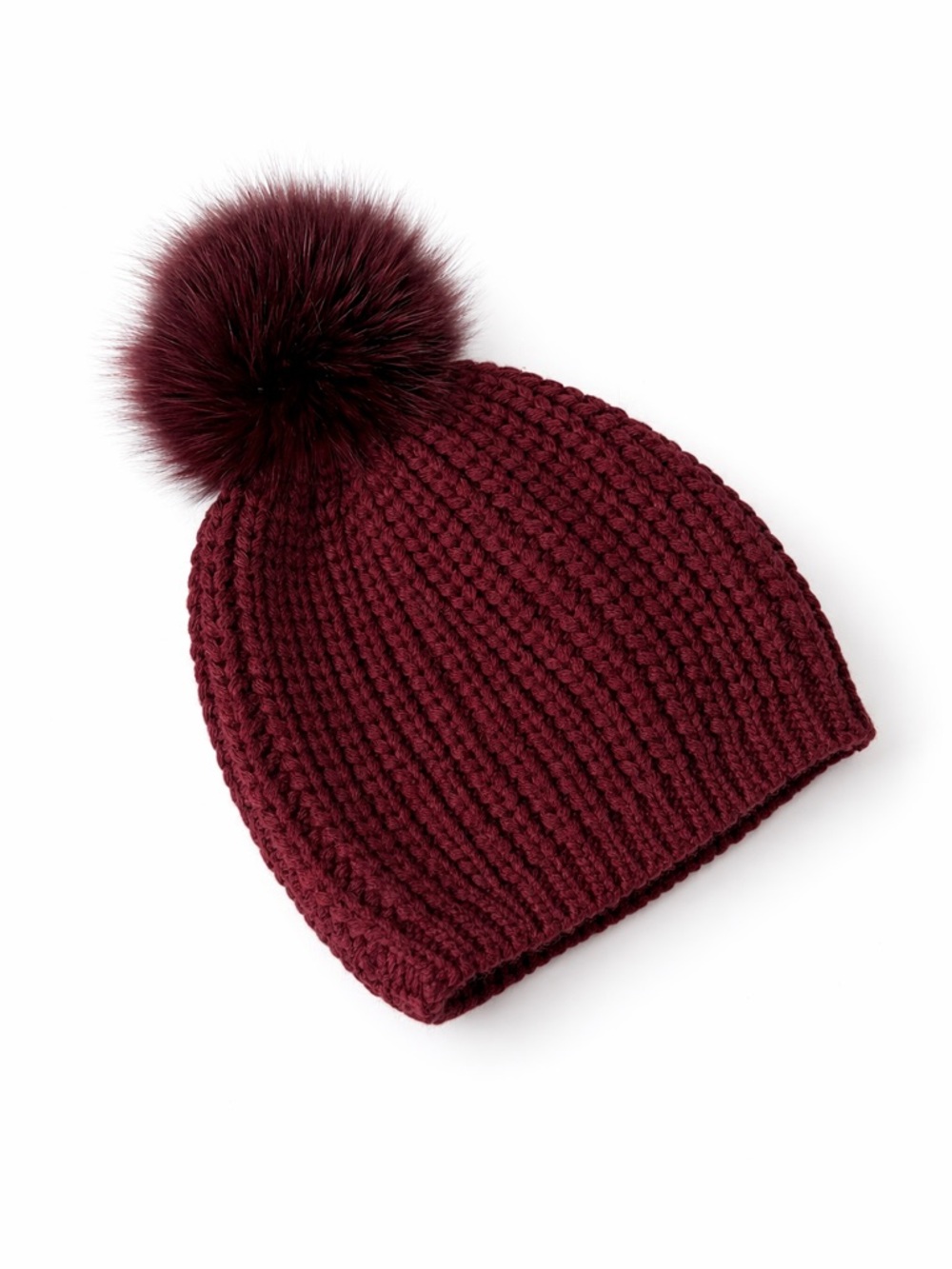 Sandro Beanie With Fox Fur Pompom